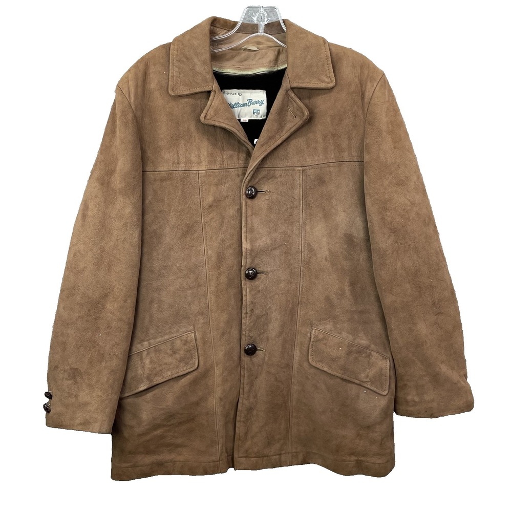 Vintage William Barry Suede Leather Jacket 38 Fur Lined Western 70s Academia Y2K